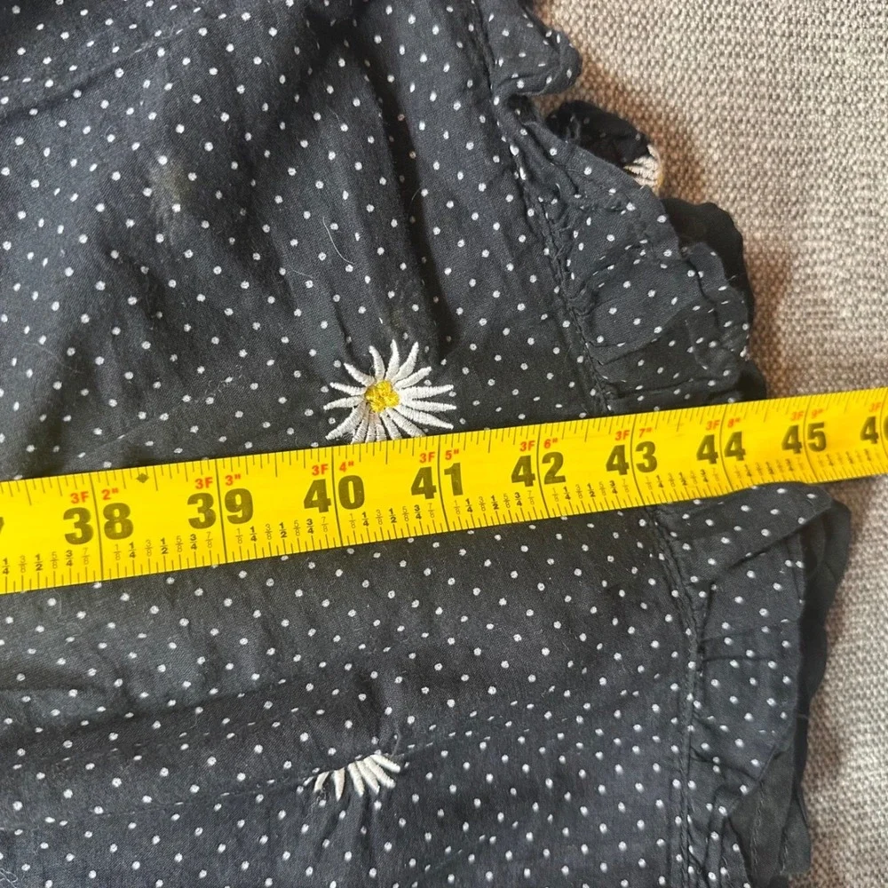 Free People Midi Dress Womens Small Black Daisy Polka Dot Boho Tiered